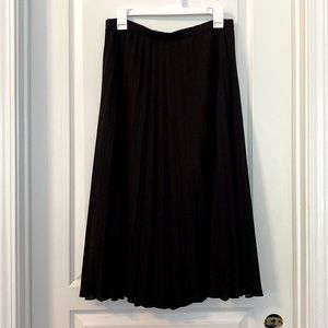 Black midi length pleated skirt, size 6, J Crew, 100% polyester